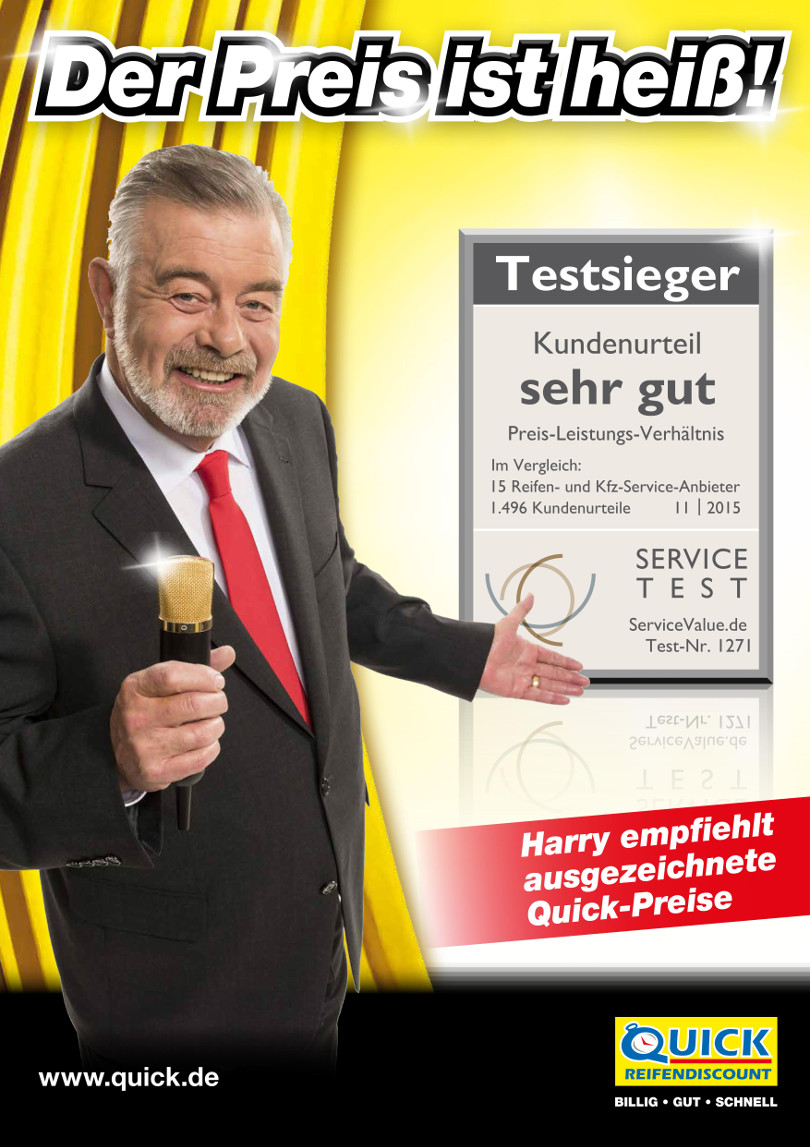 Harry Wijnvoord – Quick Reifendiscount – Poster „Der Preis ist heiß“ Harry Wijnvoord – Quick Reifendiscount – Poster „Der Preis ist heiß“