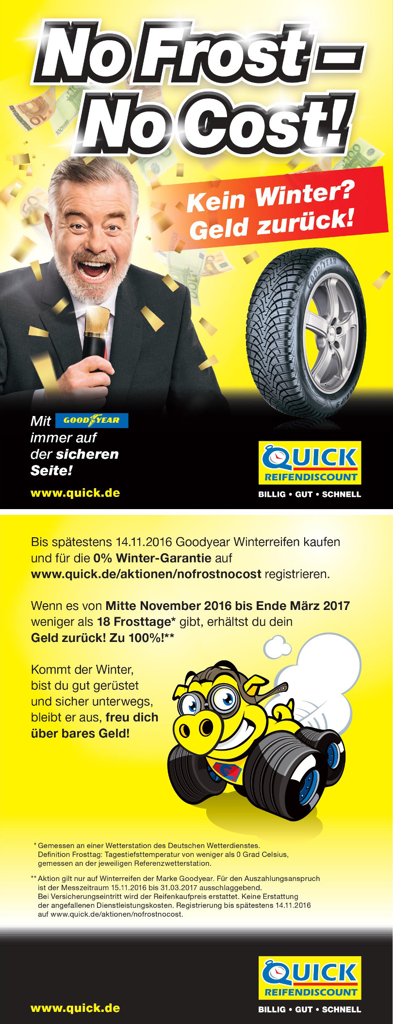 Harry Wijnvoord – Quick Reifendiscount – „No Frost – No Cost!“ – 2seitiger Flyer