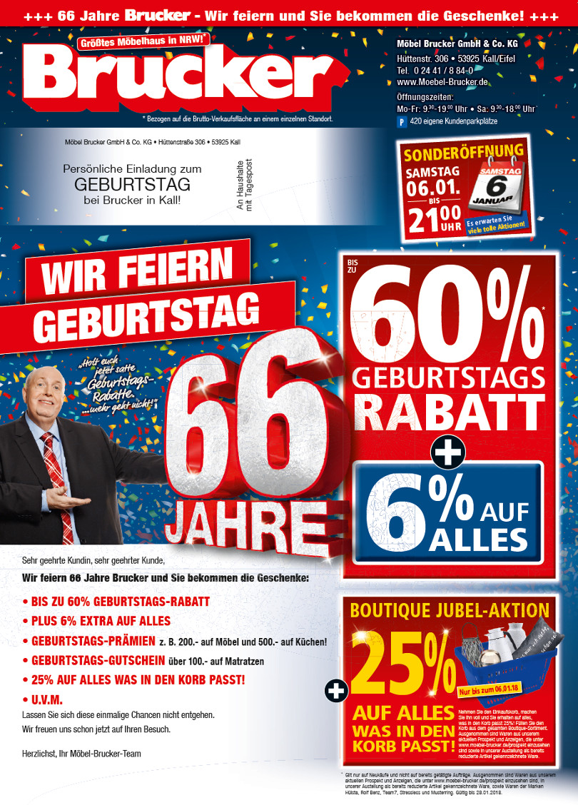 Reiner Calmund – Möbel Brucker – 1. Mailing „66 Jahre“